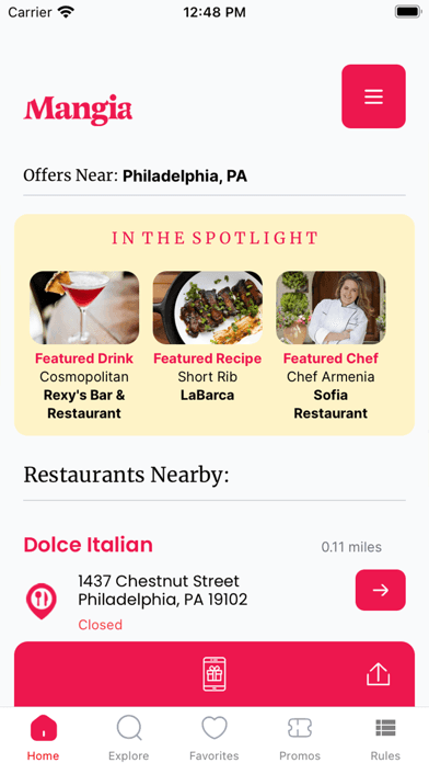 Mangia Rewards iOS App Store screenshot 2