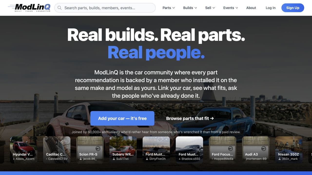 ModLinQ live website homepage